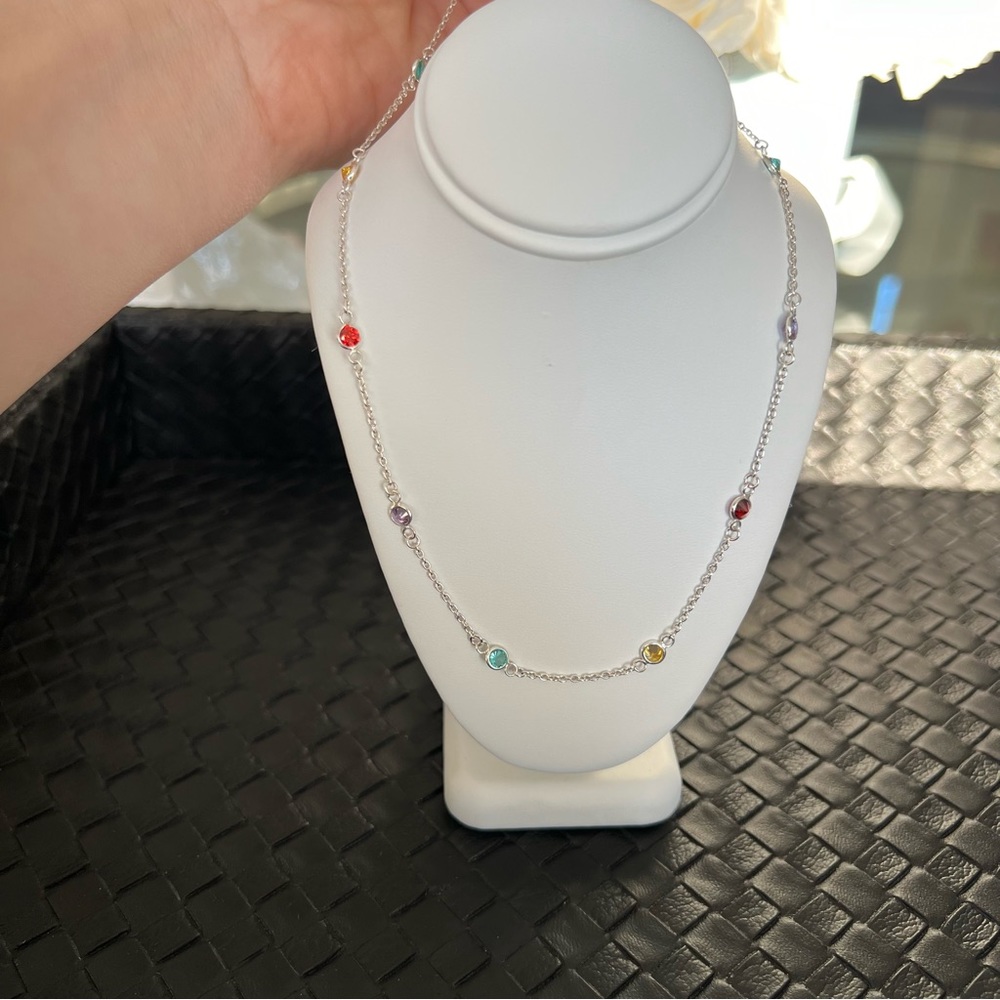 Beautiful Gemstones By The Yard Necklace .925 Silver